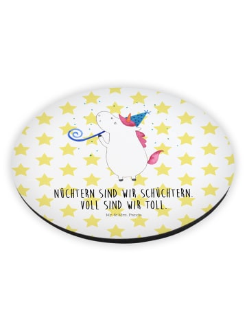 Mr. & Mrs. Panda Rund Magnet Einhorn Party mit Spruch in Weiß