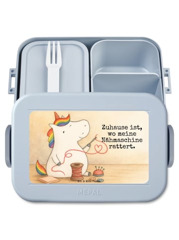 Mr. & Mrs. Panda MEPAL Bentobox Einhorn Näherin Design mit Spruch in Blau Pastell