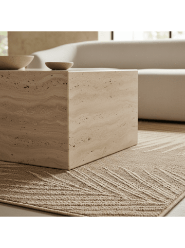 KADIMA DESIGN Flachgewebeteppich Jute-Optik Natur Bordüre Waschbar