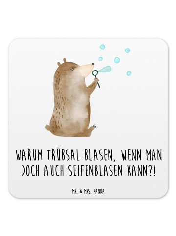 Mr. & Mrs. Panda Gläseruntersetzer Bär Seifenblasen mit Spruch in Weiß
