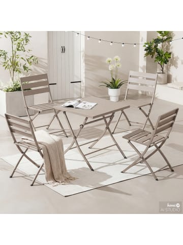 home24 Gartenessgruppe Kovo 5-teilig Typ A in Taupe