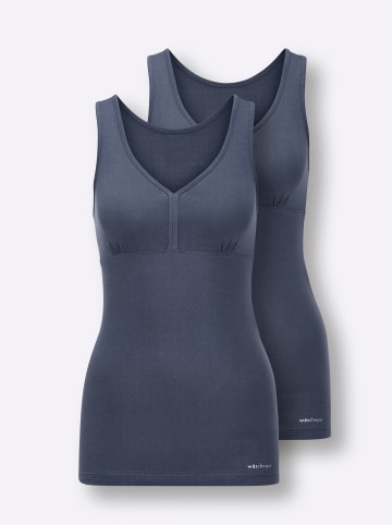 WITT WEIDEN BH-Hemd ohne Bügel in rauchblau