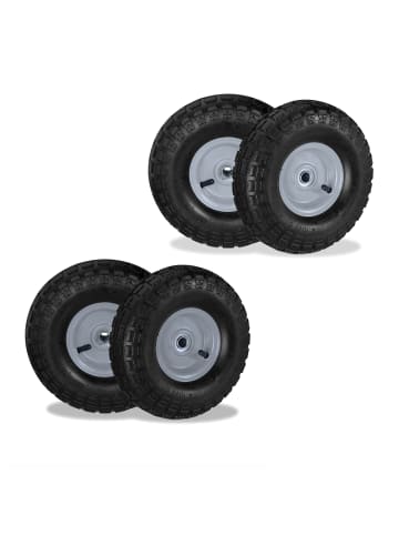 relaxdays 4 x Sackkarrenrad in Schwarz/ Grau - 4.10 3.50-4