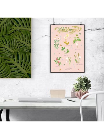 Mr. & Mrs. Panda Deko Bild Wildblumen mit Spruch in Bunt