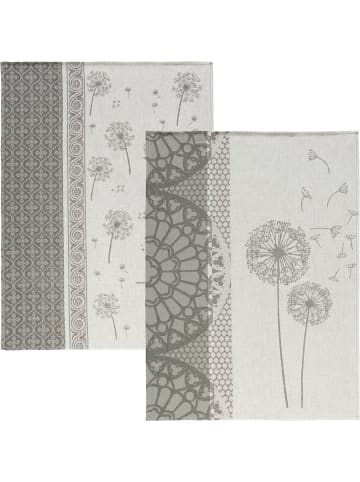 Erwin Müller Jacquard, Halbleinen, Leinen / Halbleinen Geschirrtuch 2er-Pack in Pusteblume