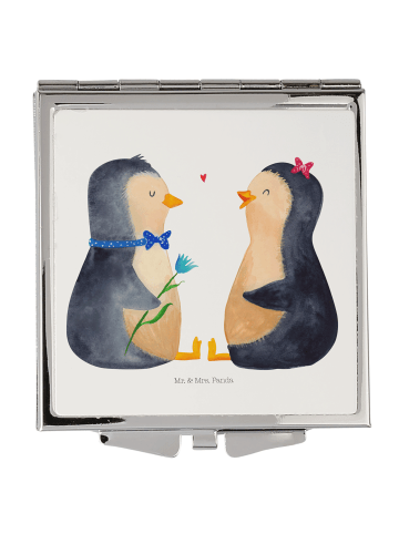 Mr. & Mrs. Panda Schminkspiegel Pinguin Pärchen ohne Spruch in Weiß