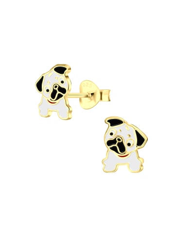 Alexander York Ohrstecker HUND MOPS 925 Sterling Silber in Gold, 2-tlg.