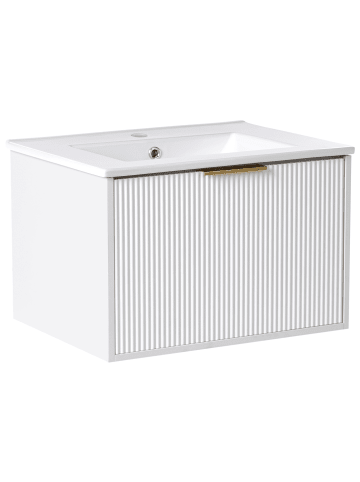 Beliani 2-tlg Badezimmerschrank mit Waschbecken TILCARA in Weiß/Gold