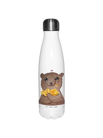 Mr. & Mrs. Panda Trinkflasche Bär Pommes verliebt ohne Spruch in Weiß