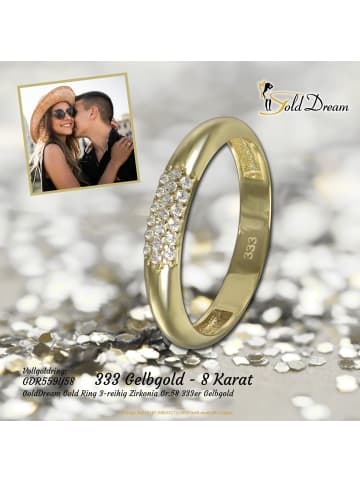 GoldDream 333 Gelbgold - 8 Karat Damen Ringe 3-reihig Zirkonia Fingerring  58 (18,5)