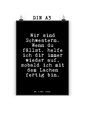 Mr. & Mrs. Panda wanddeko Wir sind Schwestern. Wenn... mit Spruch in Schwarz
