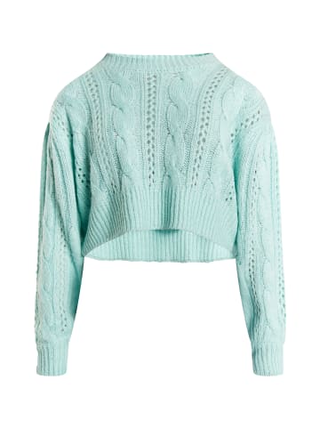 myMo Damen Strick Cropped Pullover in Aqua