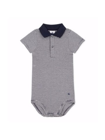 PETIT BATEAU Polo-Body kurzarm Ringel in Blau