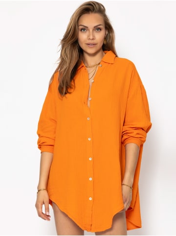 SASSYCLASSY Oversize Musselin Bluse in Orange