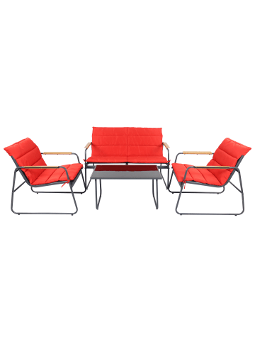 VCM  4 tlg. Set Lounge Balkon Gartenmöbel Lexila in Rot
