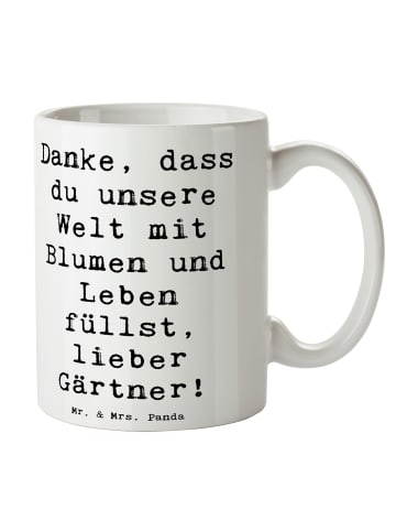 Mr. & Mrs. Panda Kaffeebecher Spruch Gärtner Dankeschön mit Spruch in Weiß