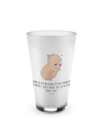 Mr. & Mrs. Panda Blümchentailglas Capybara Wein mit Spruch in Transparent