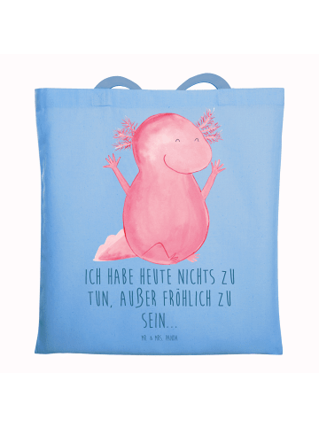Mr. & Mrs. Panda Tragetasche Axolotl Hurra mit Spruch in Sky Blue