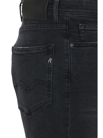 Replay Jeansbermudas 10.5 Oz Black Od Black Stretch Denim in grau