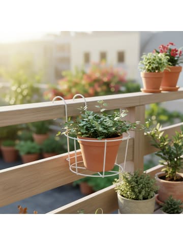 relaxdays 6 x Hängeblumentopf in Weiß - (B)20 x (H)21 x (T)26 cm