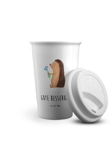 Mr. & Mrs. Panda Kaffeebecher To Go Igel Blumen mit Spruch in Weiß