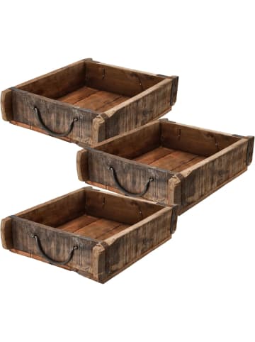 Novaliv Novaliv 3x Holzkiste Vintage 30 x 25 x 8 cm Alte Ziegelform Holz Groß in Braun