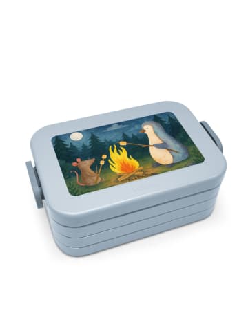 Mr. & Mrs. Panda Vesperbox Pinguin Lagerfeuer Design ohne Spruch in Blau Pastell