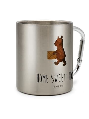 Mr. & Mrs. Panda Becher Bär Zuhause mit Spruch in Silber