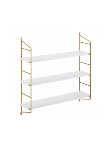 relaxdays Wandregal in Weiß/ Gold - (B)60 x (H)60 x (T)15 cm