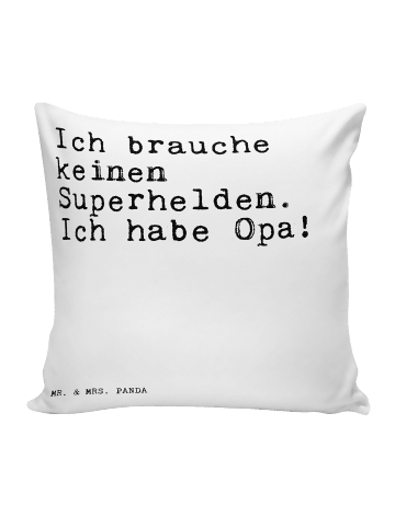 Mr. & Mrs. Panda kissen bedruckt Ich brauche keinen Superhelden.... in Weiß