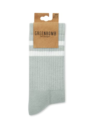 GreenBomb Tennis Socks Creme Stripes in Muted Mint