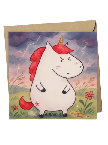 Mr. & Mrs. Panda Klappkarte Einhorn Wut Design ohne Spruch in Weiß