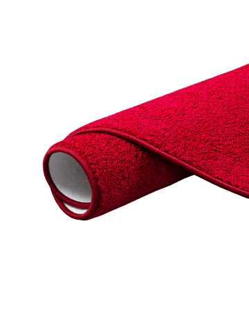 Snapstyle Hochflor Velours Teppich Luna Rund in Rot