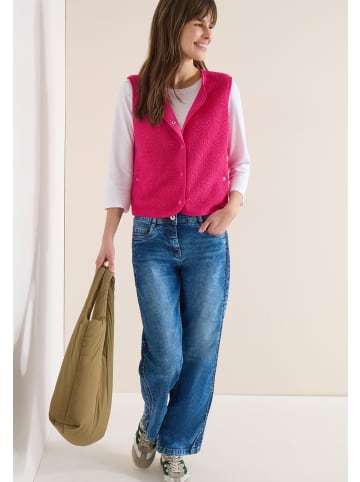 Cecil CECIL NOS Curly Fake Wool Vest in Beetroot Pink