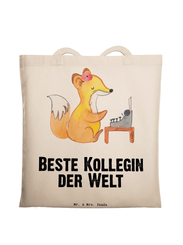 Mr. & Mrs. Panda Tasche Fuchs Beste Kollegin der Welt mit Spruch in Creme
