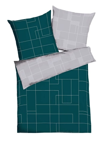 kaeppel 3 tlg. Mako Satin Bettwäsche 240x220cm Uptown in Smaragd