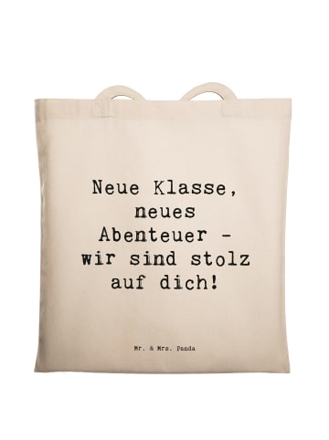Mr. & Mrs. Panda Baumwolltasche Spruch Erster Schultag Abenteuer... in Creme