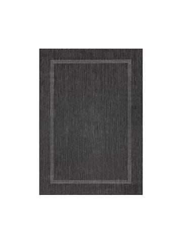 KADIMA DESIGN Teppich Outdoor Flachgewebe Uni-Design Polypropylen Balkon in Schwarz