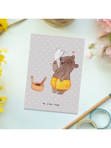 Mr. & Mrs. Panda Postkarte Saunameister Herz ohne Spruch in Grau Pastell