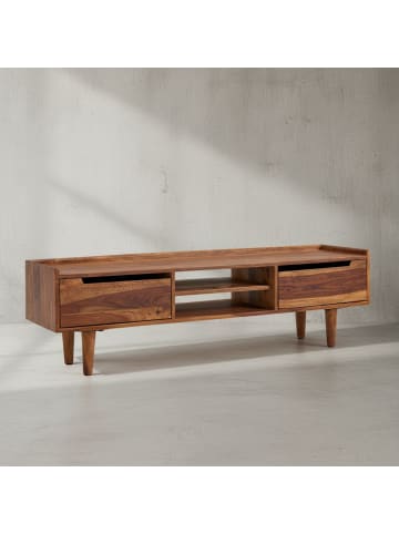 KADIMA DESIGN Massivholz-Lowboard für 60-Zoll TV, Sheesham, Stauraum, Schutzlack
