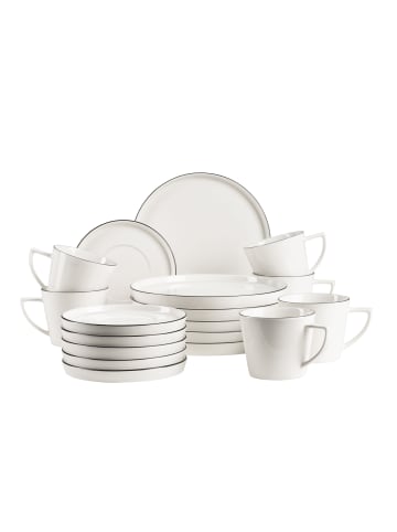Mäser Kaffeeservice, Porzellan Sita in Weiß / Schwarz