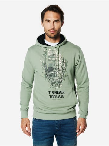 KOROSHI Ein einfacher Baumwoll-Hoodie mit Bedruckung in khaki
