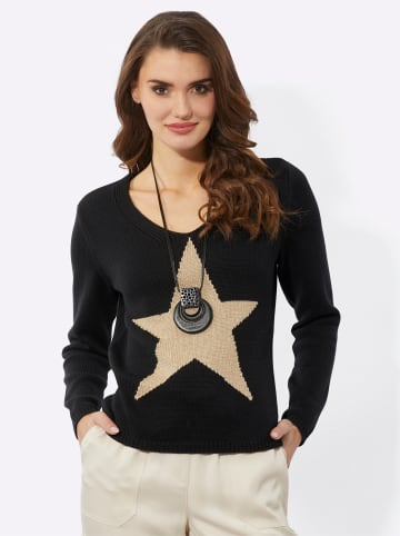 WITT WEIDEN Langarm-Pullover in schwarz-beige