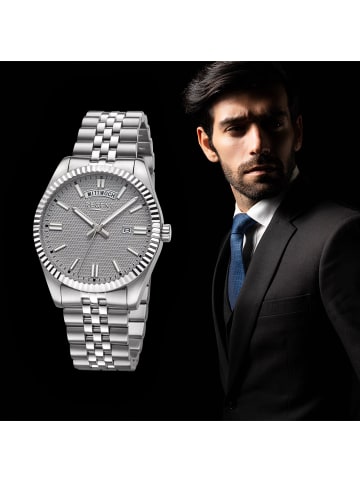 Regent Analog-Armbanduhr Regent Metallarmband silber groß (ca. 40mm)