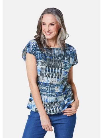 GOLDNER Ultraleichte Printbluse mit Kurzarm in jeansblau / gemustert