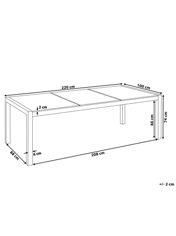 Beliani Esstisch GROSSETO in Transparent/Silber - (W) 100 x (H) 74 x (L) 220 cm