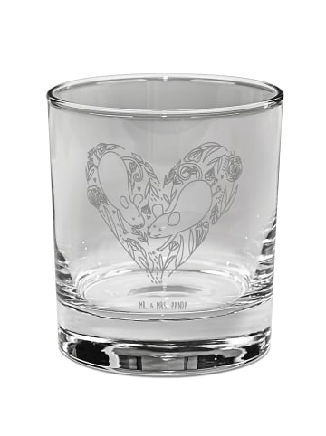 Mr. & Mrs. Panda Whiskey Glas Mäuse Herz ohne Spruch in Transparent