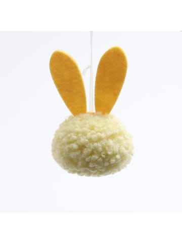 MARELIDA Pompom Osterhase mit Filzohren Osterdeko H: 12cm in gelb