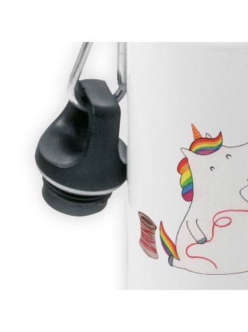 Mr. & Mrs. Panda Getränkeflasche Einhorn Näherin ohne Spruch in Weiß
