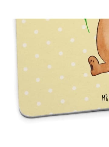 Mr. & Mrs. Panda Bierdeckel Igel Blumen ohne Spruch in Gelb Pastell